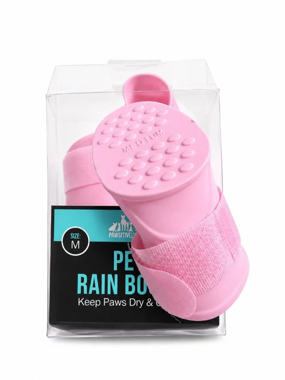 Pawsitively Fun Pink Pet Rain Boots Medium NIP Waterproof Dog Boots